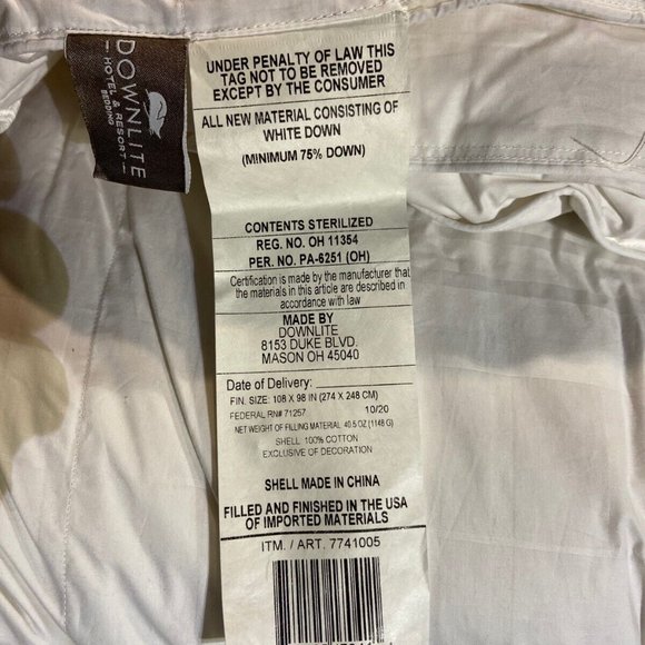 Downlite Bedding Downlite Lightweight White Goose Down Comforter Duvet Blanket King White